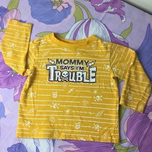Toddler Boy Mommy says I’m Trouble lYellow & White Tee